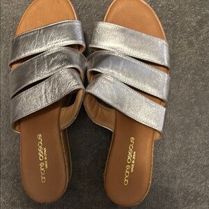 Andre Assous Silver Metallic Sandals NWOT